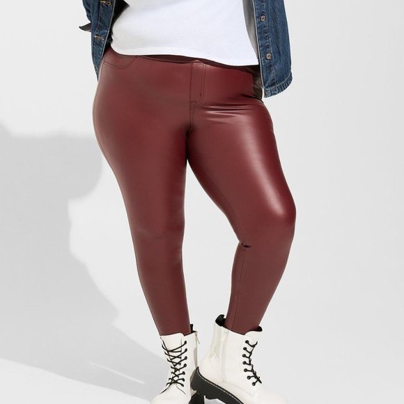 torrid Pants - ❤️NWT VINTAGE TORRID LEGGING - FAUX VEGAN LEATHER - POCKETS MERLOT PLUS SIZE